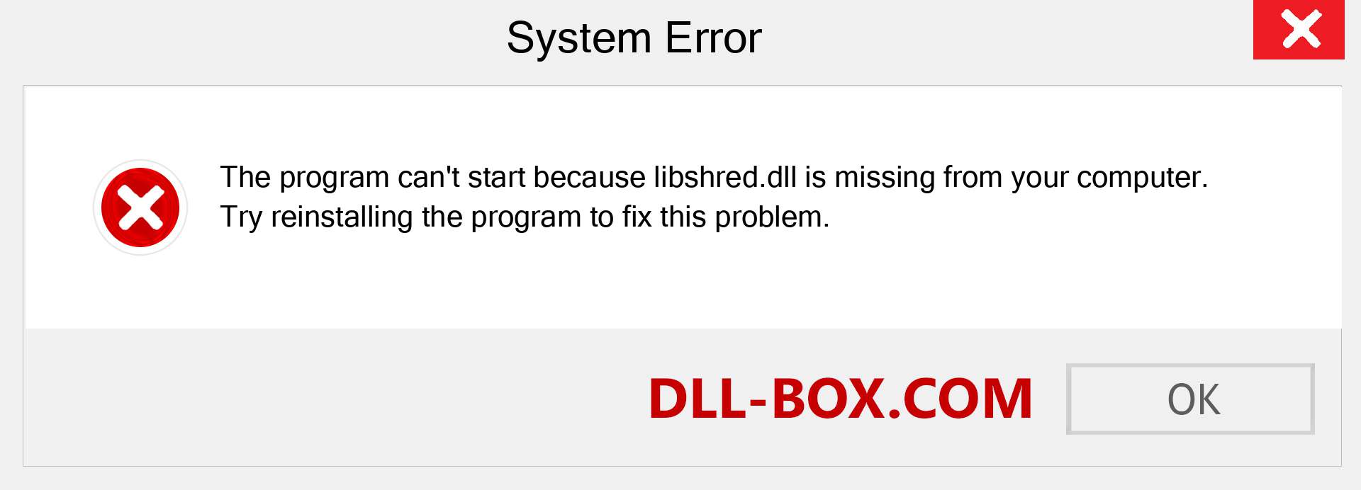  libshred.dll file is missing?. Download for Windows 7, 8, 10 - Fix  libshred dll Missing Error on Windows, photos, images